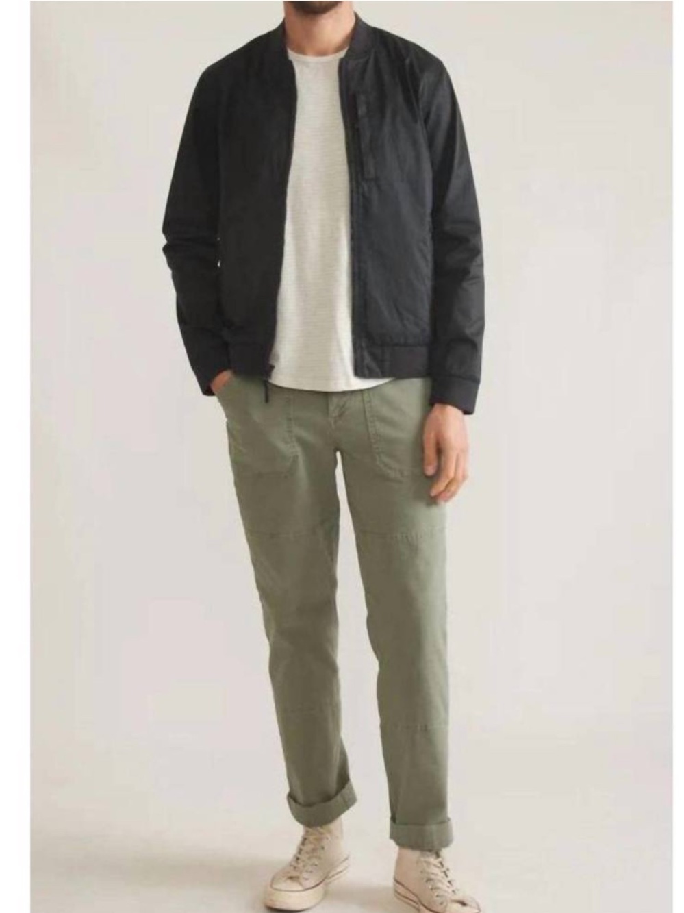 MARINE LAYER dry wax bomber jacket in blue/black - Picture 3 of 16
